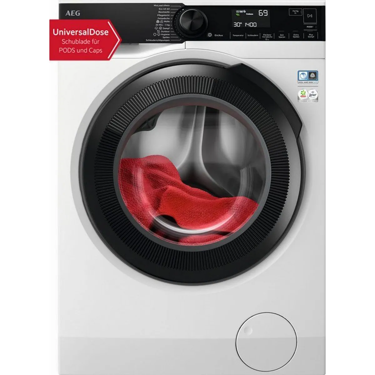 AEG LR7EA410FL Waschmaschine, 10 kg Fassungsvermögen, 1400 U/min, Invertermotor — für effiziente und leise Waschprozesse