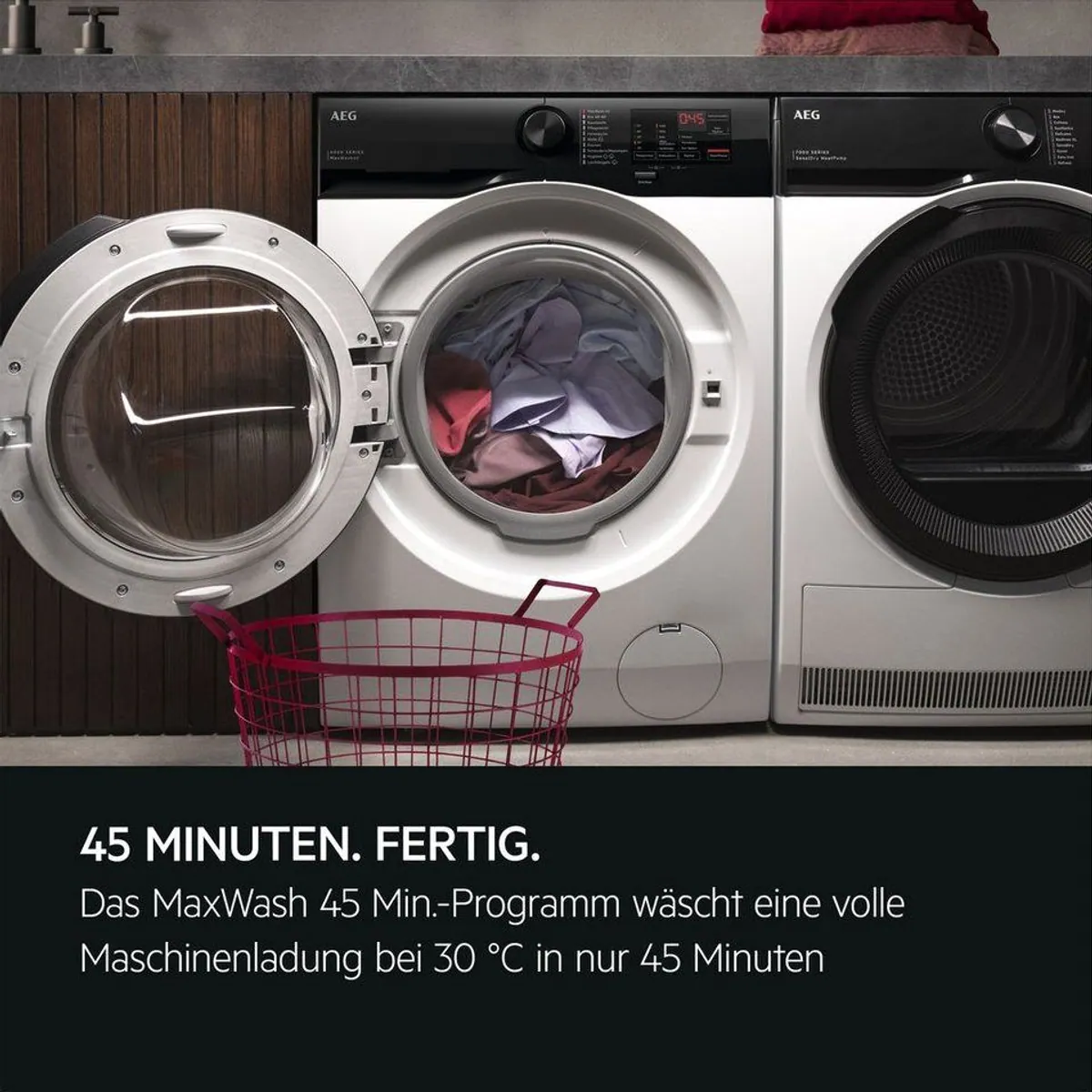 AEG LR6A5E480 Waschmaschine, 8 kg, 1400 U/min — Energieeffizienz A, Invertermotor, Aqua Control 2