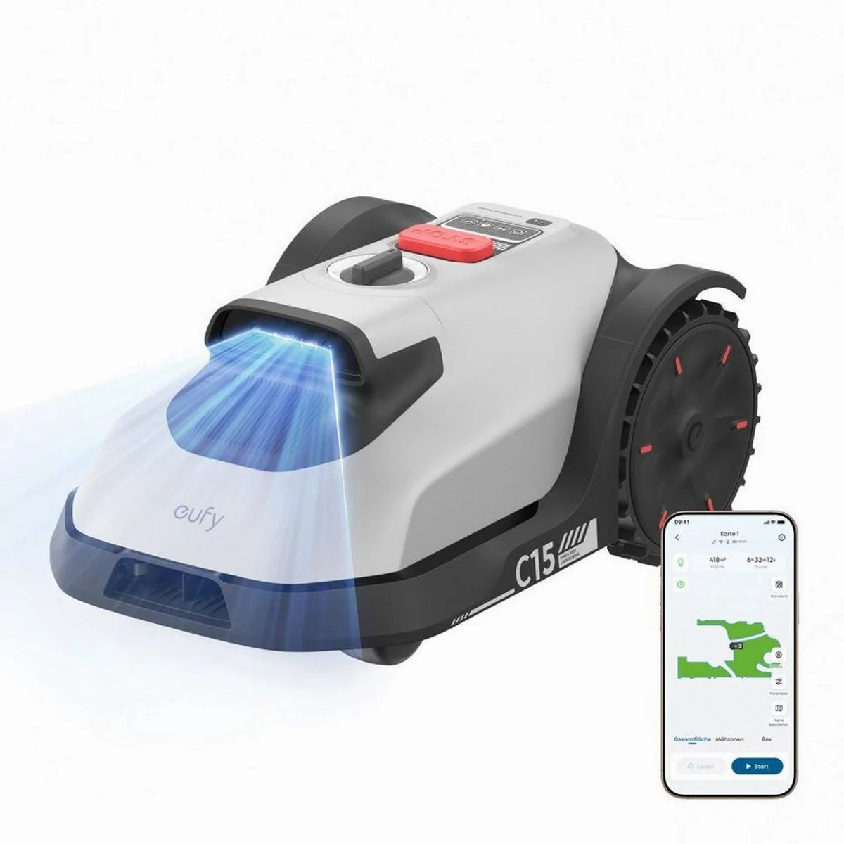 Anker eufy Rasenmähroboter C15, präzise Navigation, kabelloses Mähsystem, bis 500 m²