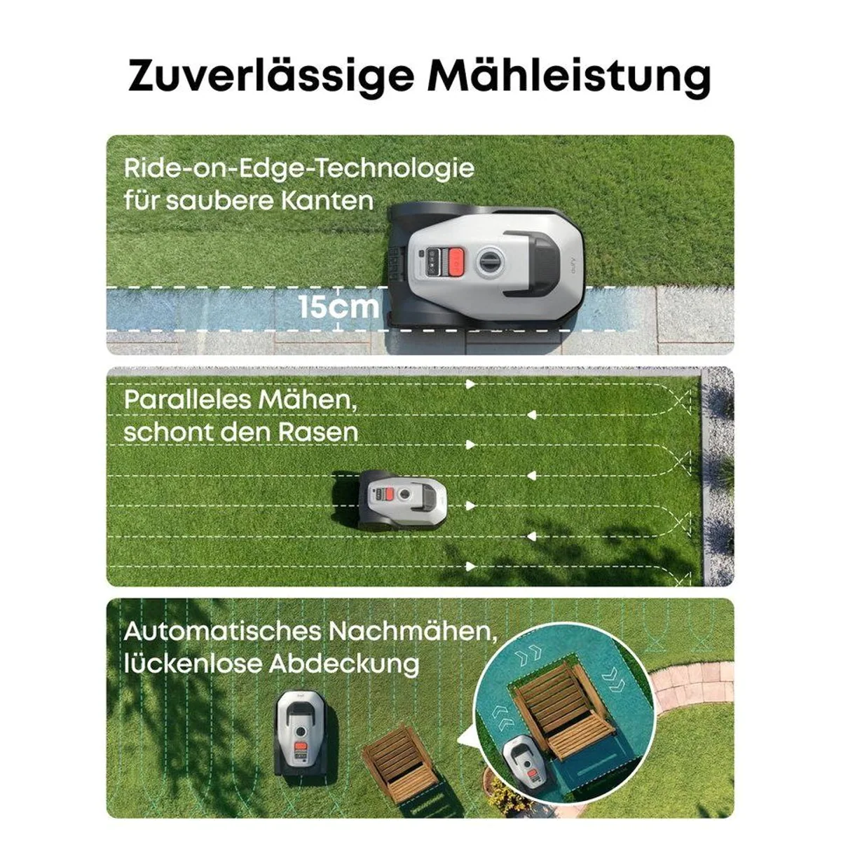 Anker eufy Rasenmähroboter C15, präzise Navigation, kabelloses Mähsystem, bis 500 m² 3
