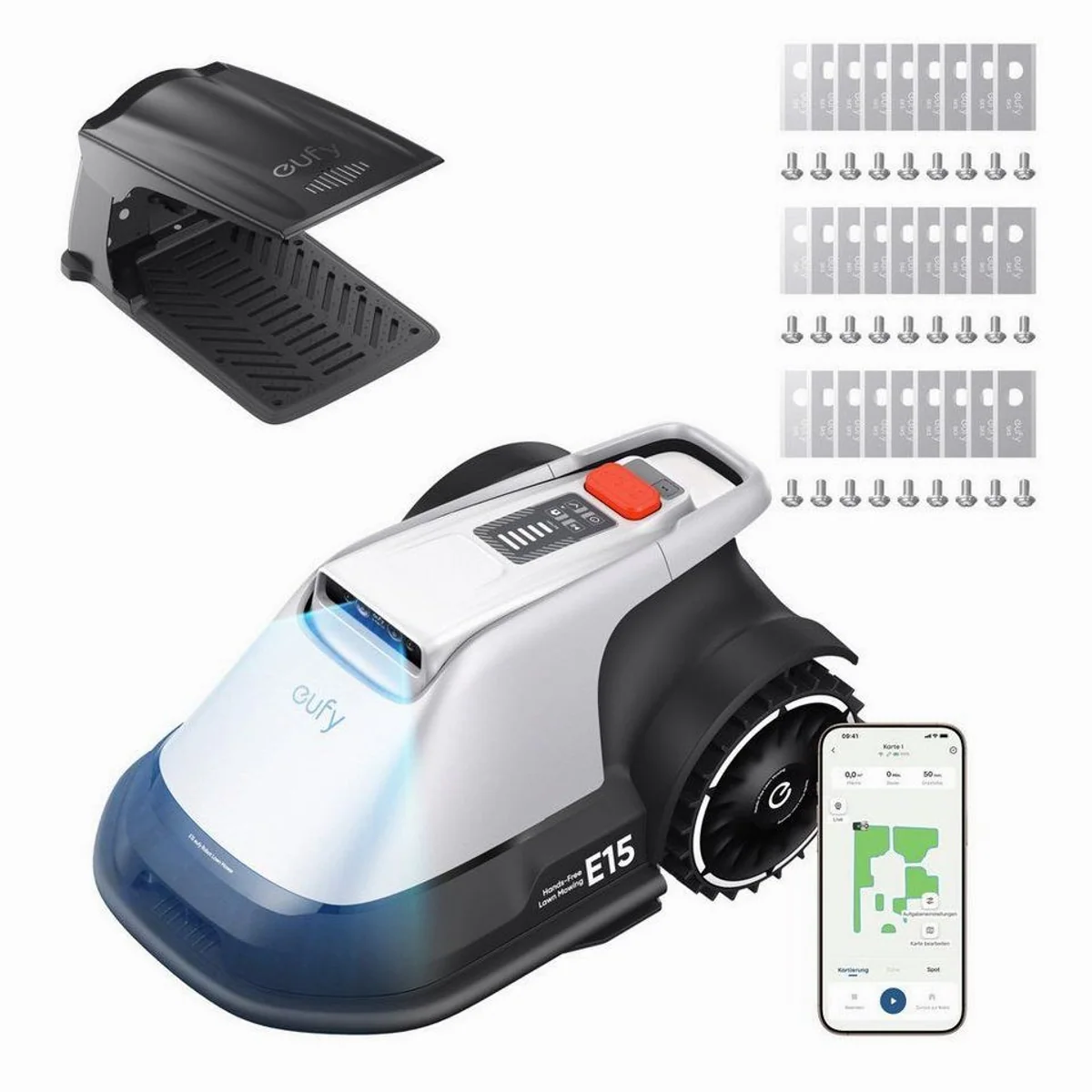 Anker eufy Rasenmähroboter E15, App-Steuerung, Regensensor, Diebstahlschutz — bis 800 m²