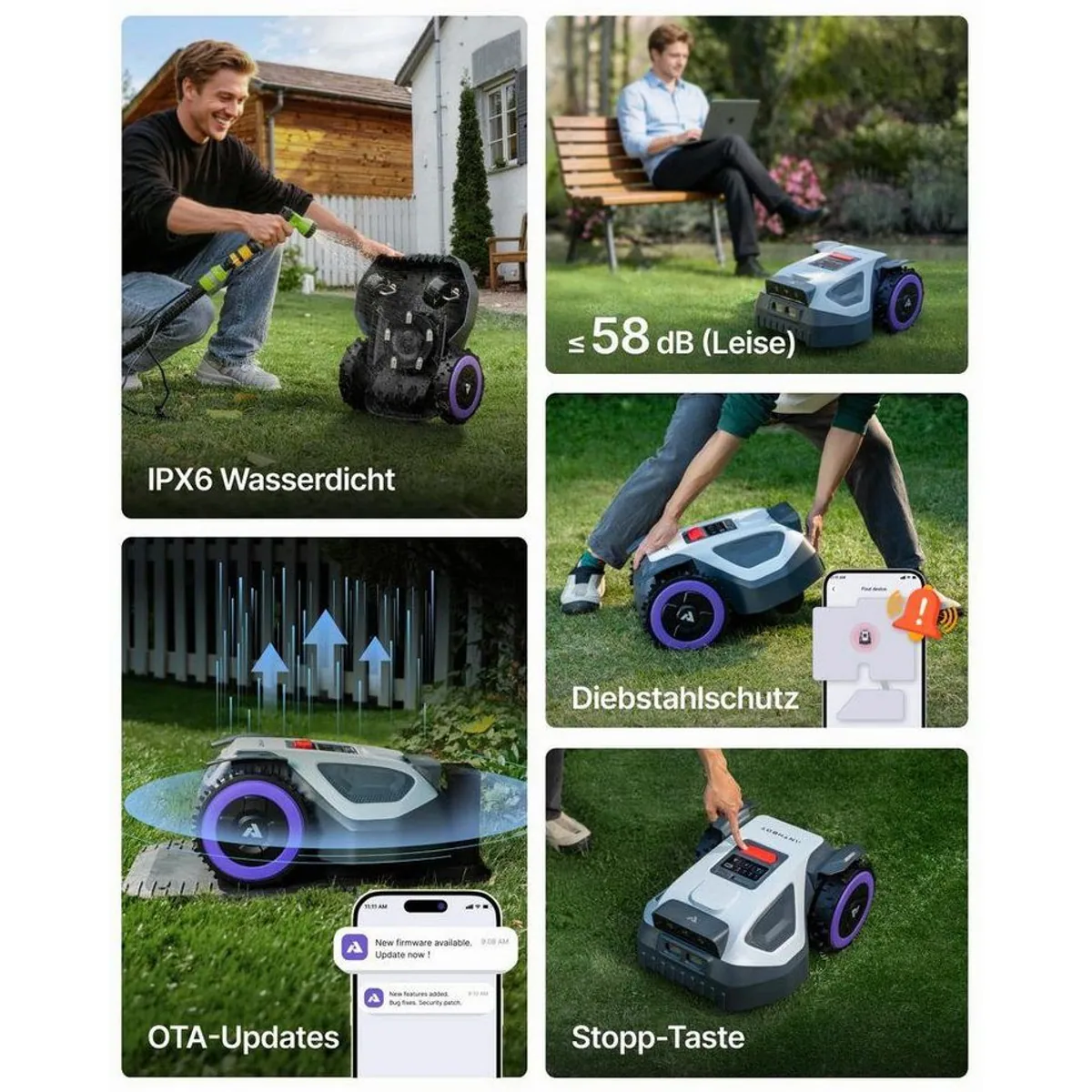 ANTHBOT M9 Mähroboter, ohne Begrenzungskabel, RTK-Navigation — bis 1200 m², KI-Hinderniserkennung, App-Steuerung 3