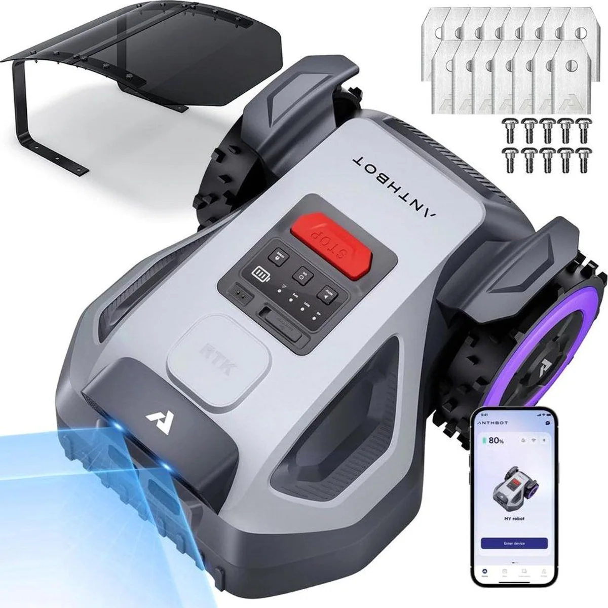 ANTHBOT M9 Mähroboter, RTK-Navigation & HDR-Dual-Vision, für bis 1200 m² Rasenfläche