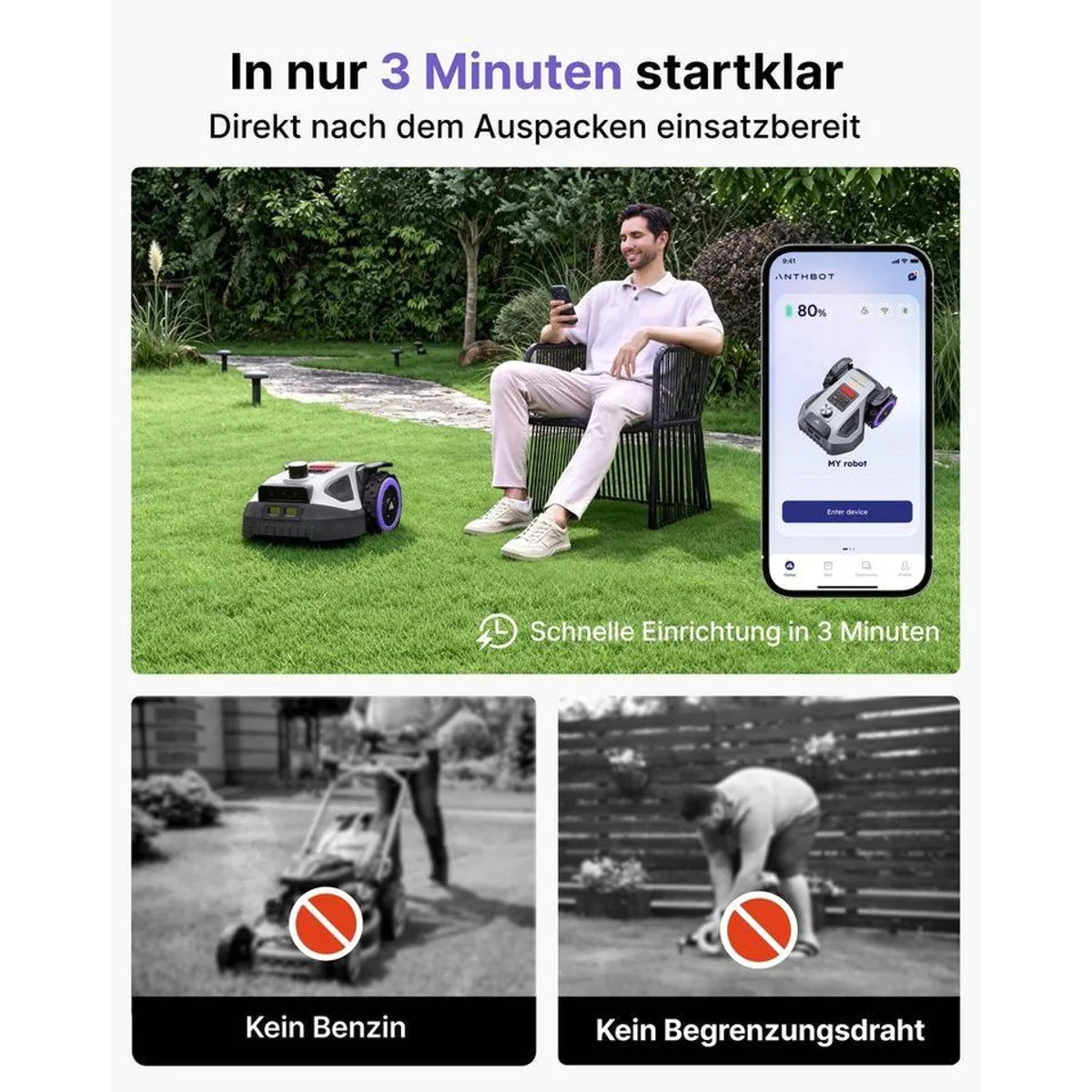 ANTHBOT M5 PRO Mähroboter, HoloSense Quad-Fusion, RTK-Set & Garage Pro — für Gärten bis 700 m² 2