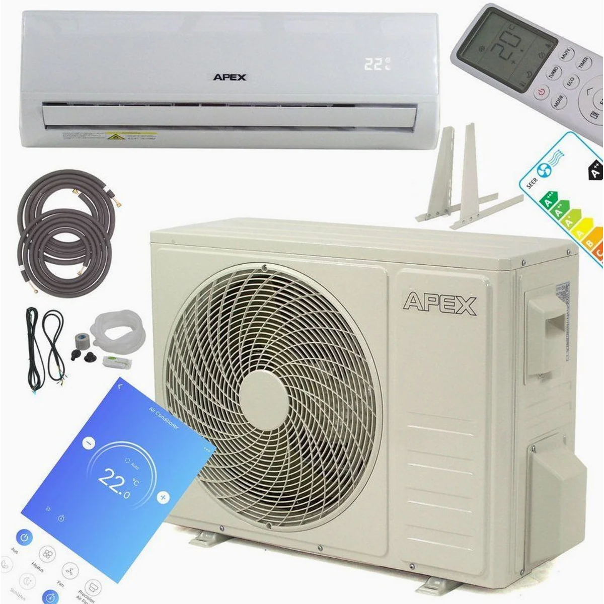 Apex 4-in-1 Klimagerät 18000 BTU, Heiz-, Kühl-, Trockenfunktion, WiFi-Steuerung