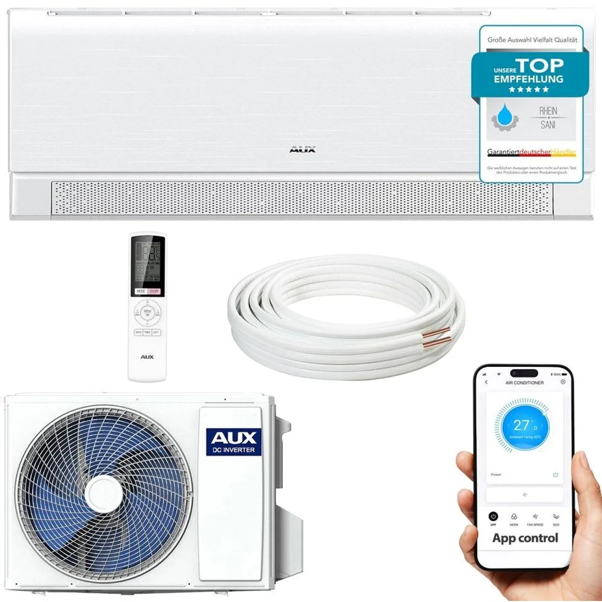 AUX Multi Split Klimaanlage Set, flexible Klimatisierung, App-Steuerung, R32 Kältemittel