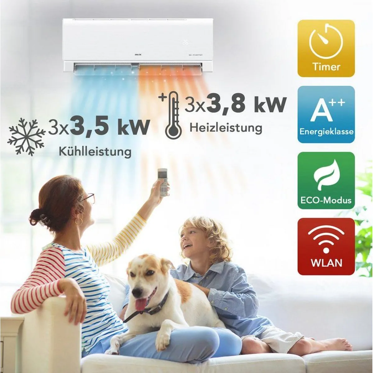AUX Multi Split Klimaanlage Set, App-Steuerung, R32 Kühlung & Heizung – Ideal für Wohnräume und Büros 2