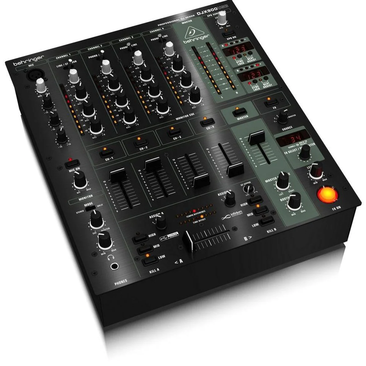 Behringer DJX900USB DJ Mixer, 5-Kanal Ultra-Low-Noise, USB-Audiointerface 2