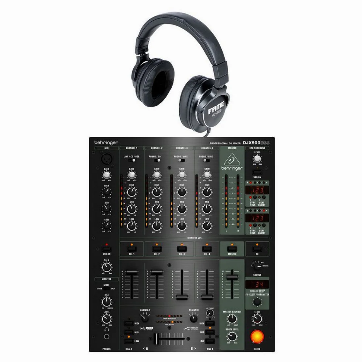 Behringer DJX900USB Mischpult, vielseitig, USB-Anschluss, 3-Band EQ — DJ Mixer-Set