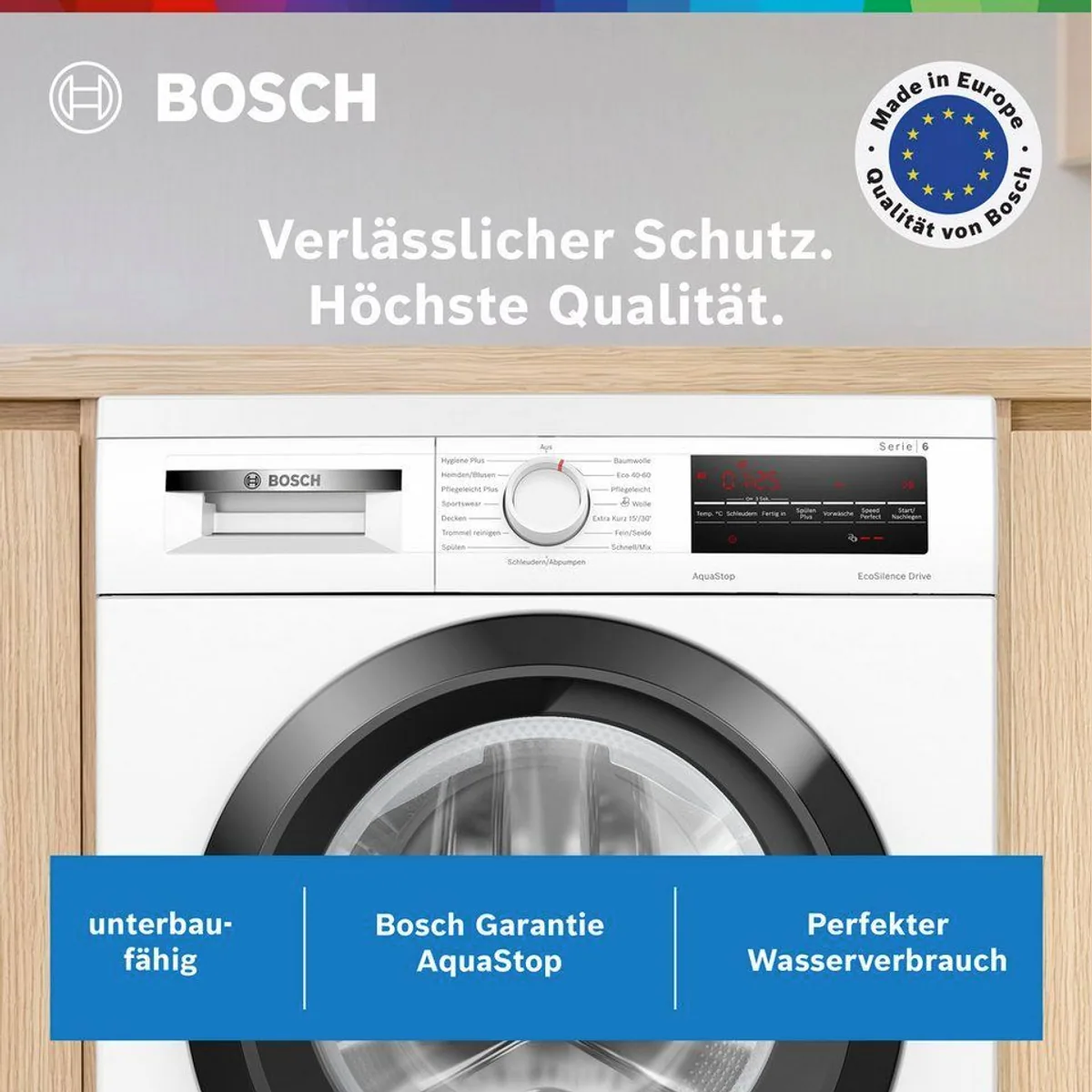 Bosch WUU28T48 Waschmaschine, 8 kg, 1400 U/min, unterbaufähig — effiziente Technologie, geräuscharmer Invertermotor, Hygienefunktion 2