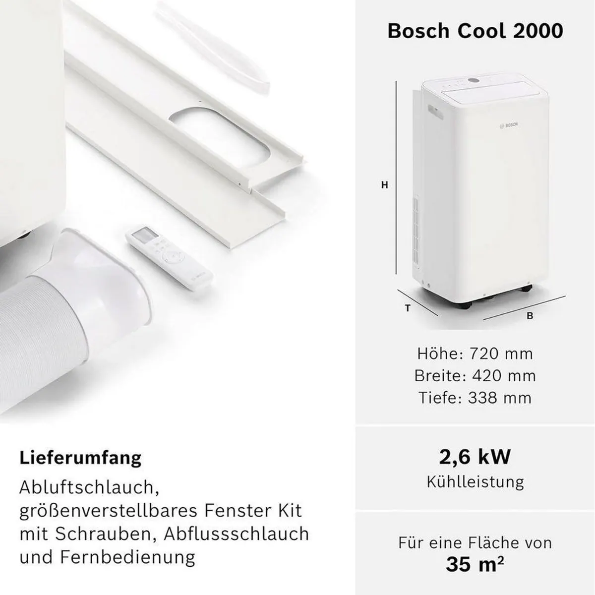 BOSCH Klimagerät Home Comfort Cool, Kühlung, Entfeuchtung, Ventilation 3