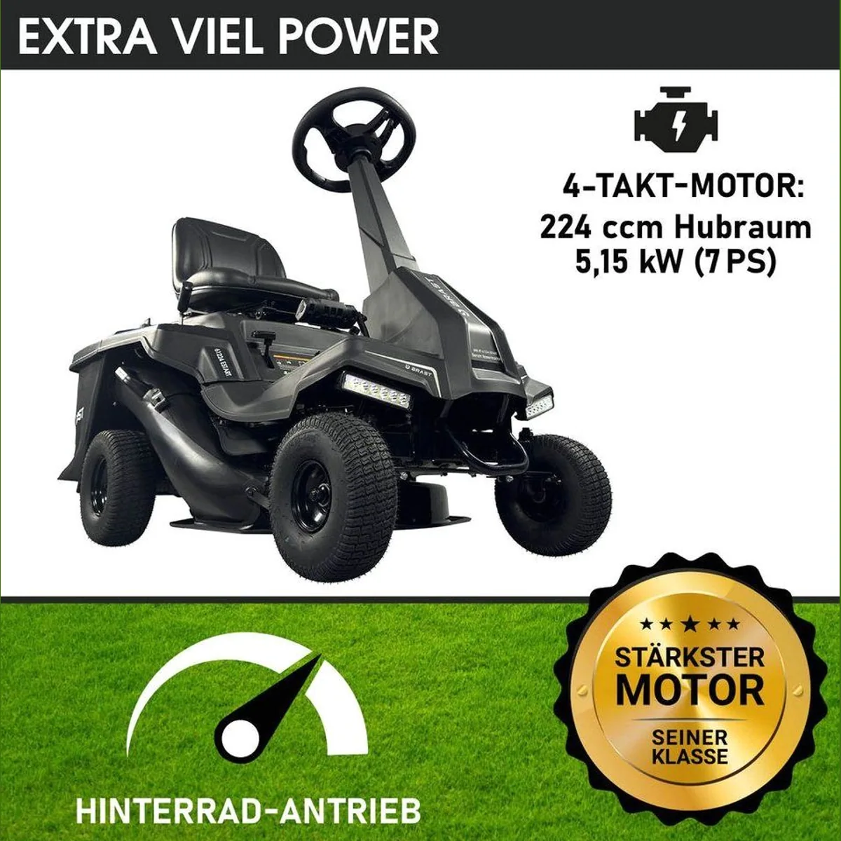 BRAST Rasentraktor 61224 ESTART, 5,15 kW Motor, Elektrostart, 61 cm Schnittbreite 3