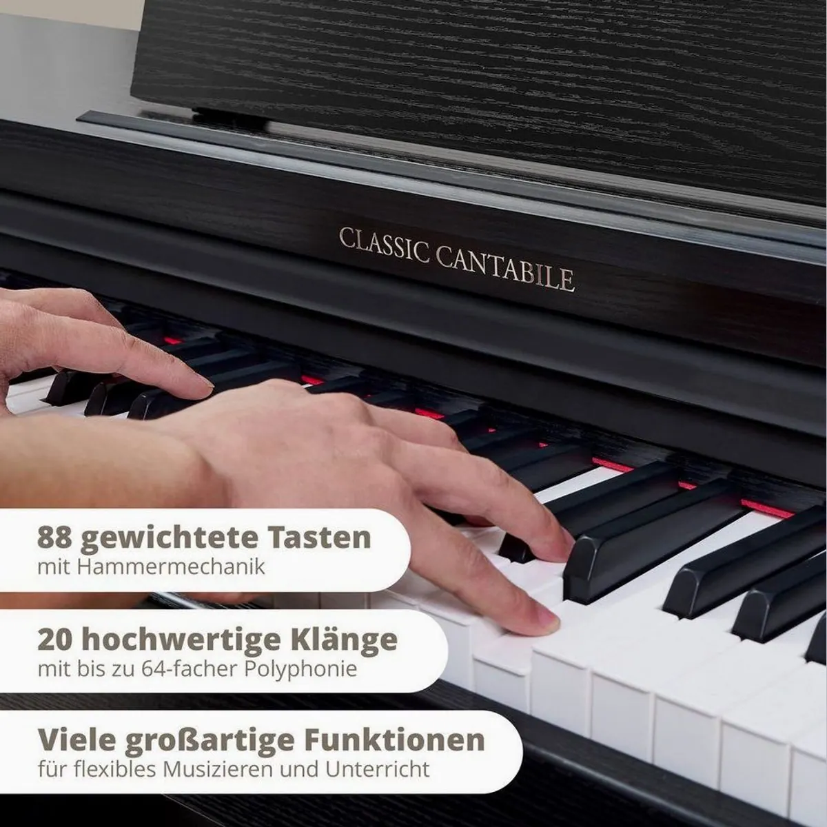 Classic Cantabile DP-220 E-Piano Set, 88 gewichtete Tasten, umfangreiche Ausstattung 2