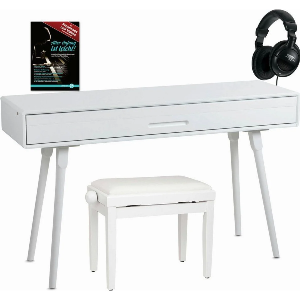 Classic Cantabile DP-730 WL Digitalpiano, elegantes Design, 88 Tasten mit Hammermechanik, Deluxe Set