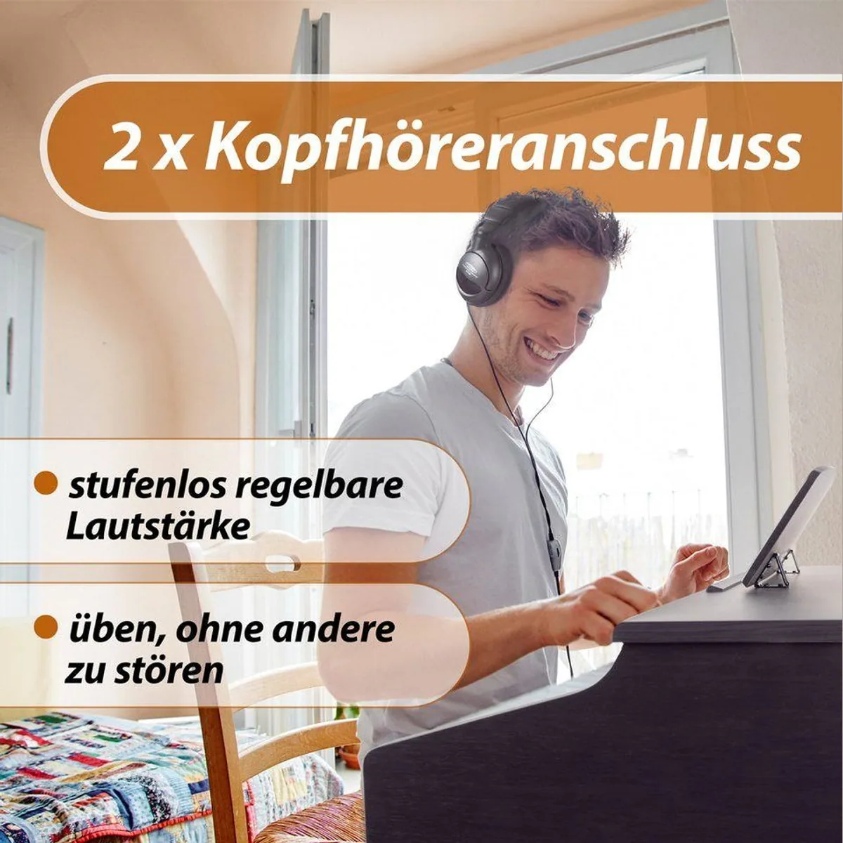 Classic Cantabile DP-50 Digitalpiano, gewichtete Hammertastatur, Twin-Piano-Funktion 3