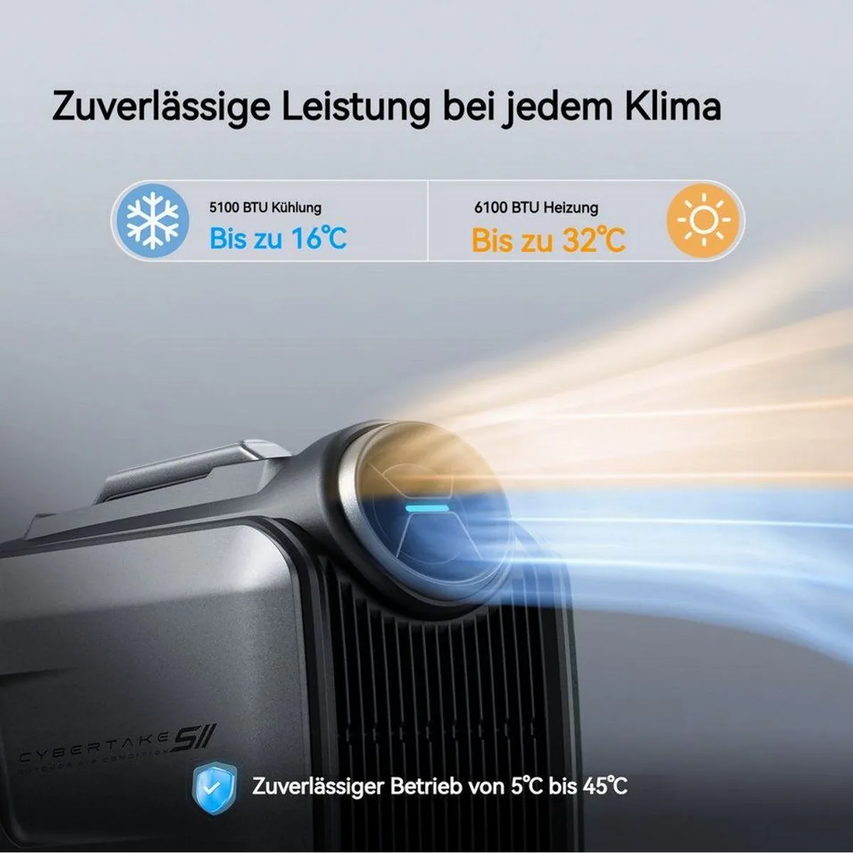 CYBERTAKE S2Pro Outdoor-Klimaanlage, 4-in-1 Funktionalität, 5100 BTU Kühlung — kompakt, mobil, vielseitig 2