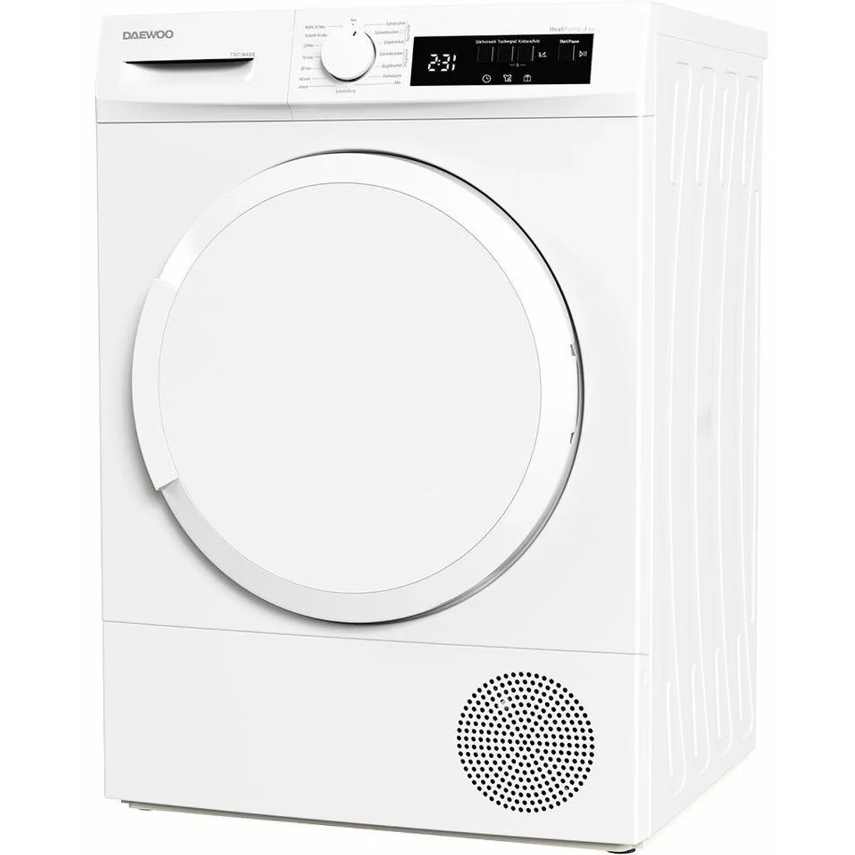 Daewoo T7HT1WA3DE Wärmepumpentrockner, 15 Programme, BabyCare, Edelstahl-Trommelbeleuchtung