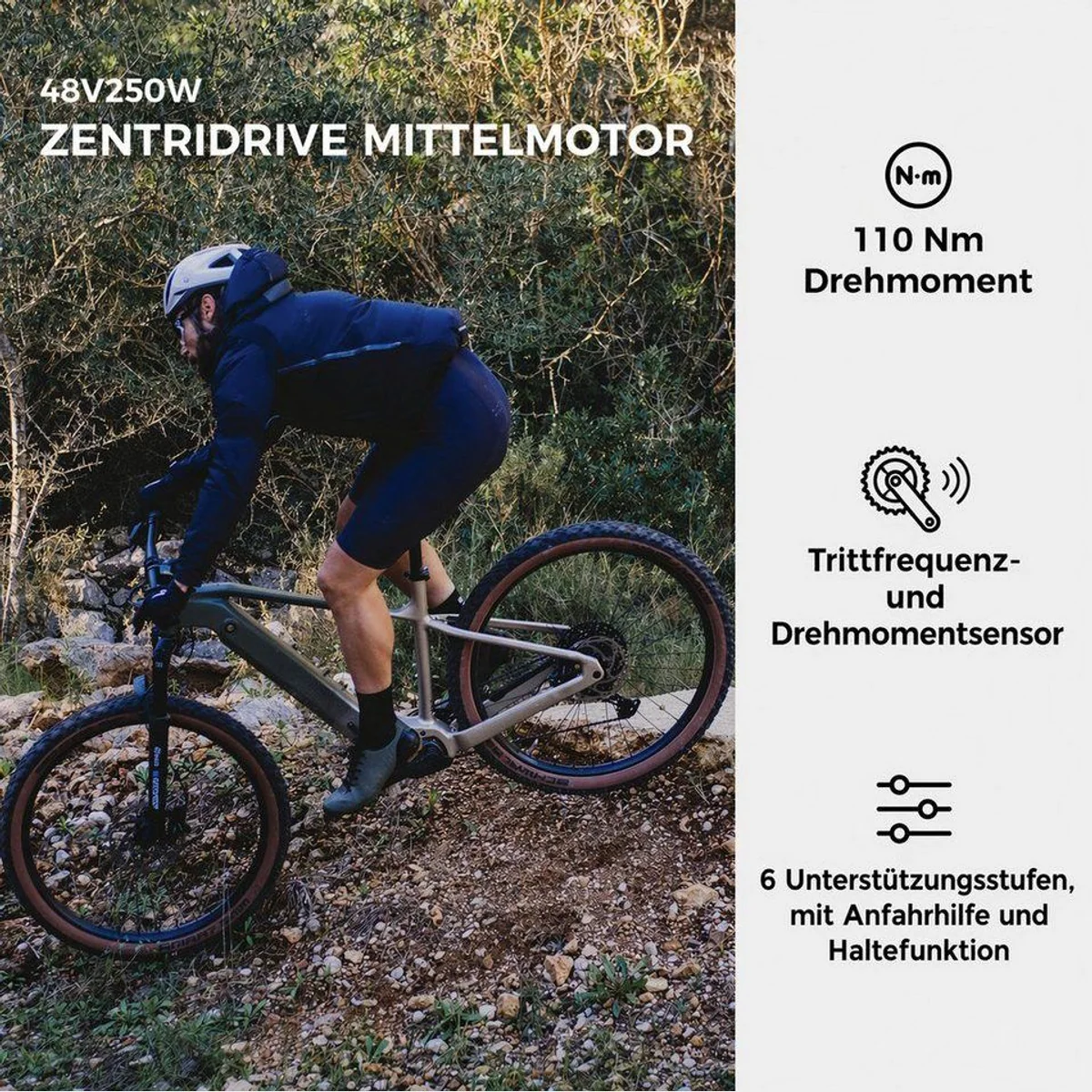 DERUIZ Dolomit E-Mountainbike 29 Zoll, 110 Nm Mittelmotor, 720Wh Akku, Bluetooth 2