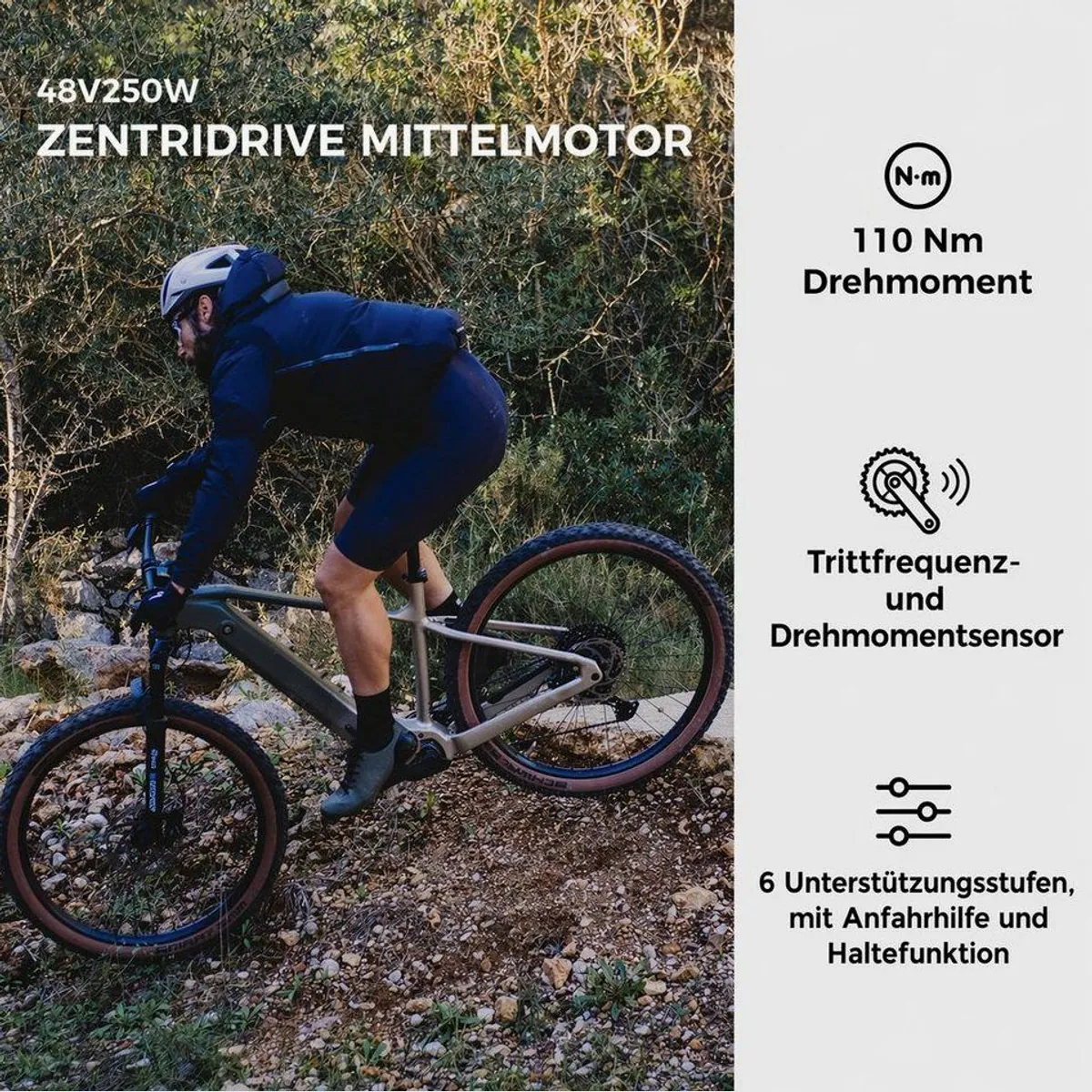 DERUIZ E-Bike Mountainbike 29 Zoll, 110 Nm Mittelmotor, 720 Wh Akku, 11-Gang Shimano CUES 2