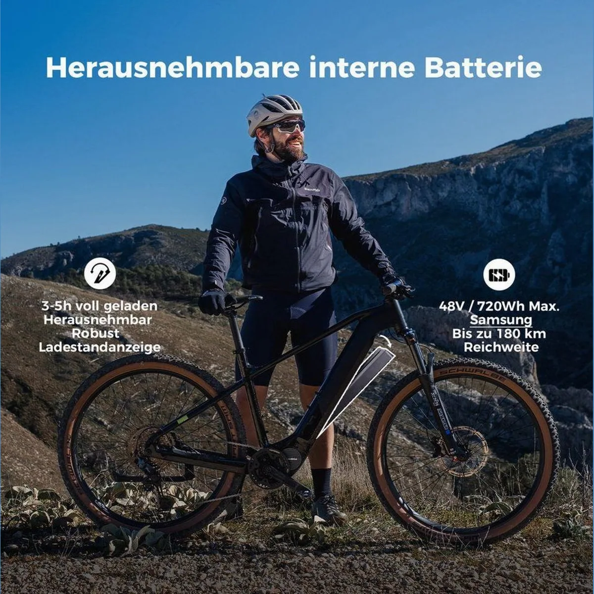 DERUIZ E-Bike Mountainbike 29 Zoll, 110 Nm Mittelmotor, 720 Wh Akku, 11-Gang Shimano CUES 4