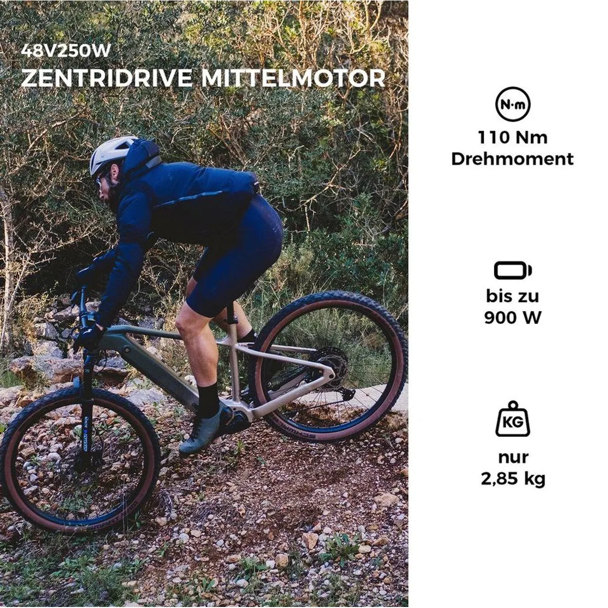 DERUIZ E-Bike Mountainbike Dolomit 29 Zoll, 110 Nm Mittelmotor, 180 km Reichweite 3
