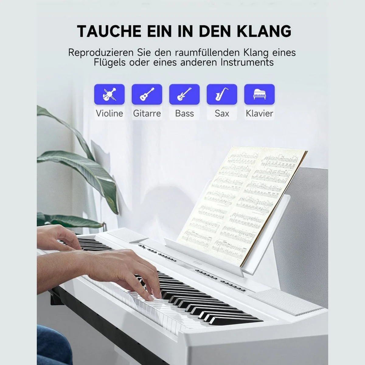Donner DEP-20 Digitalpiano, 88 gewichtete Tasten, 238 Klangfarben — inkl. Klavierständer & 3-Pedal-Einheit 3