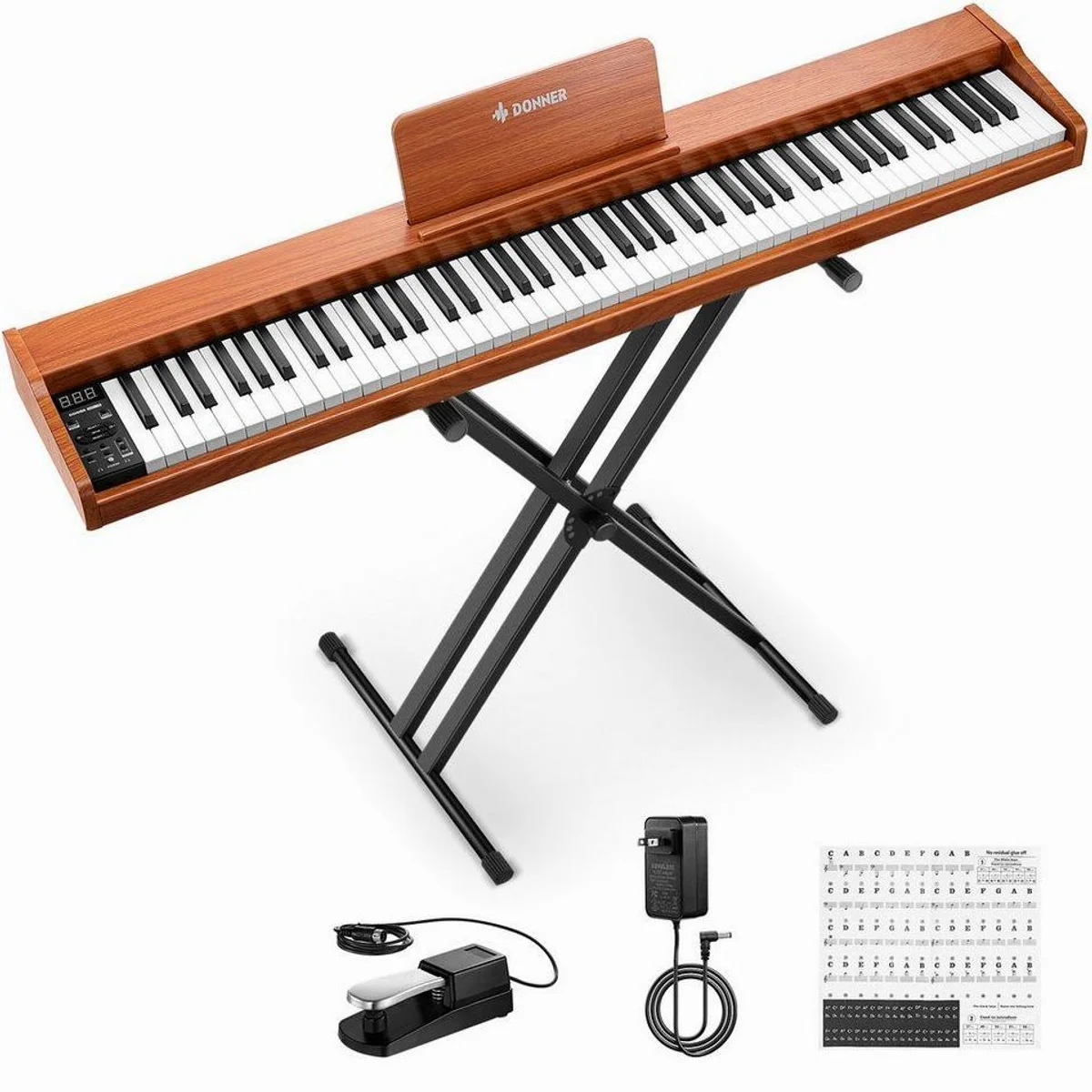 Donner DEP-1S E-Piano, 88 halbgewichtete Tasten, Bluetooth & Aufnahmefunktion — ideal für Anfänger
