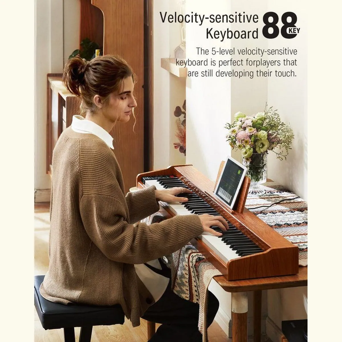 Donner DEP-1S E-Piano, 88 halbgewichtete Tasten, Bluetooth & Aufnahmefunktion — ideal für Anfänger 2