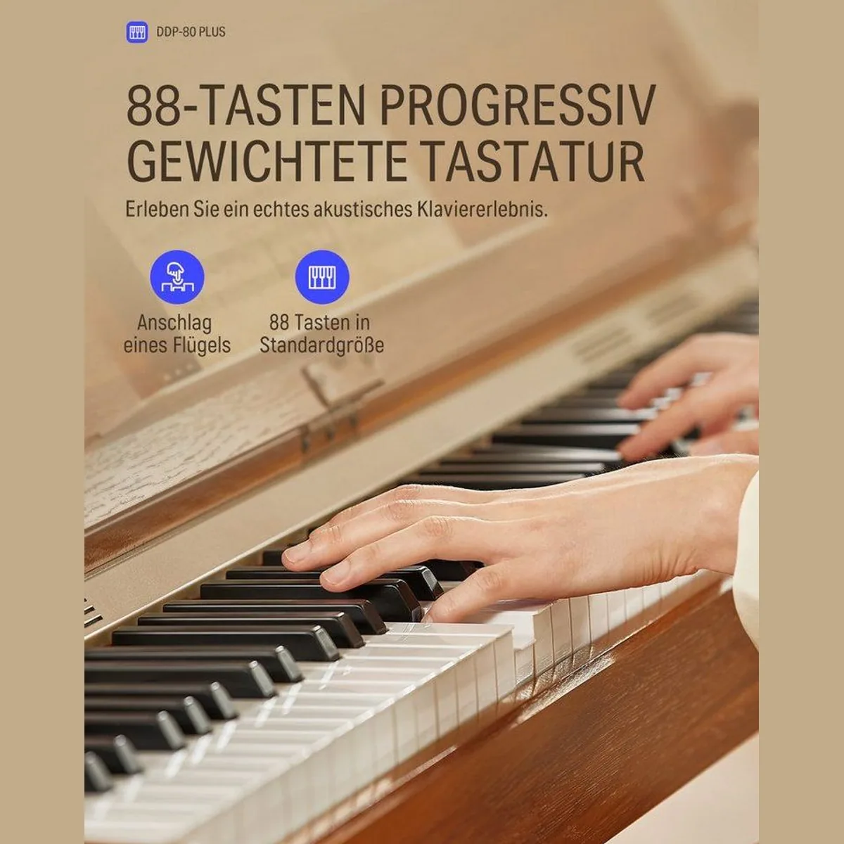 Donner DDP-80 PLUS Digitalpiano, gewichtete Hammermechanik, elegantes Design 2