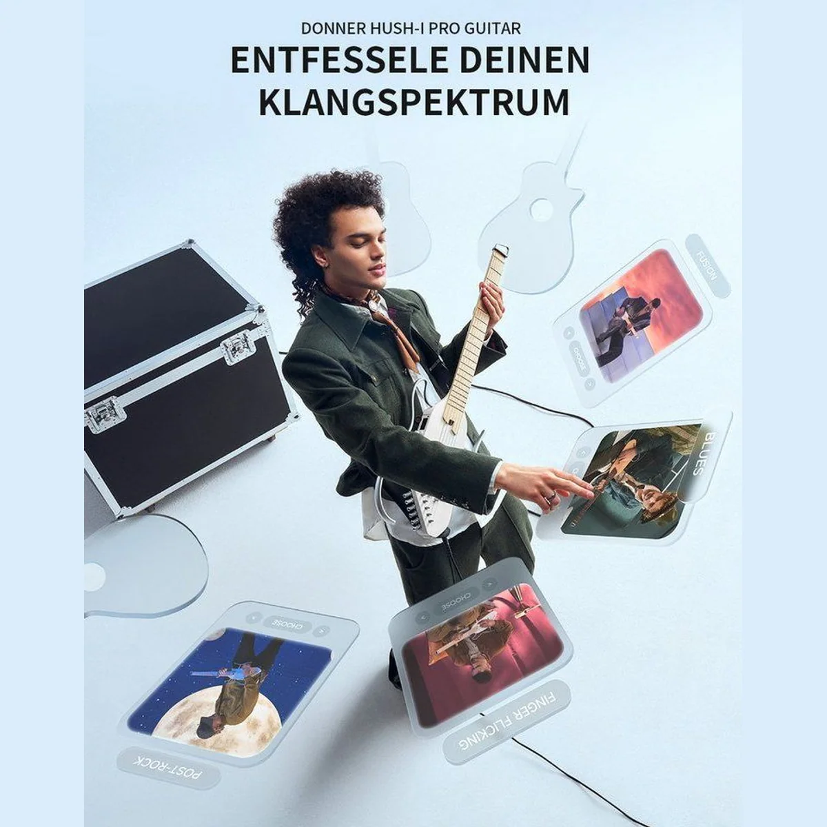 Donner HUSH I PRO Akustikgitarre, federleicht, ideal für Reisen — inklusive Kopfhörer und Zubehör 2