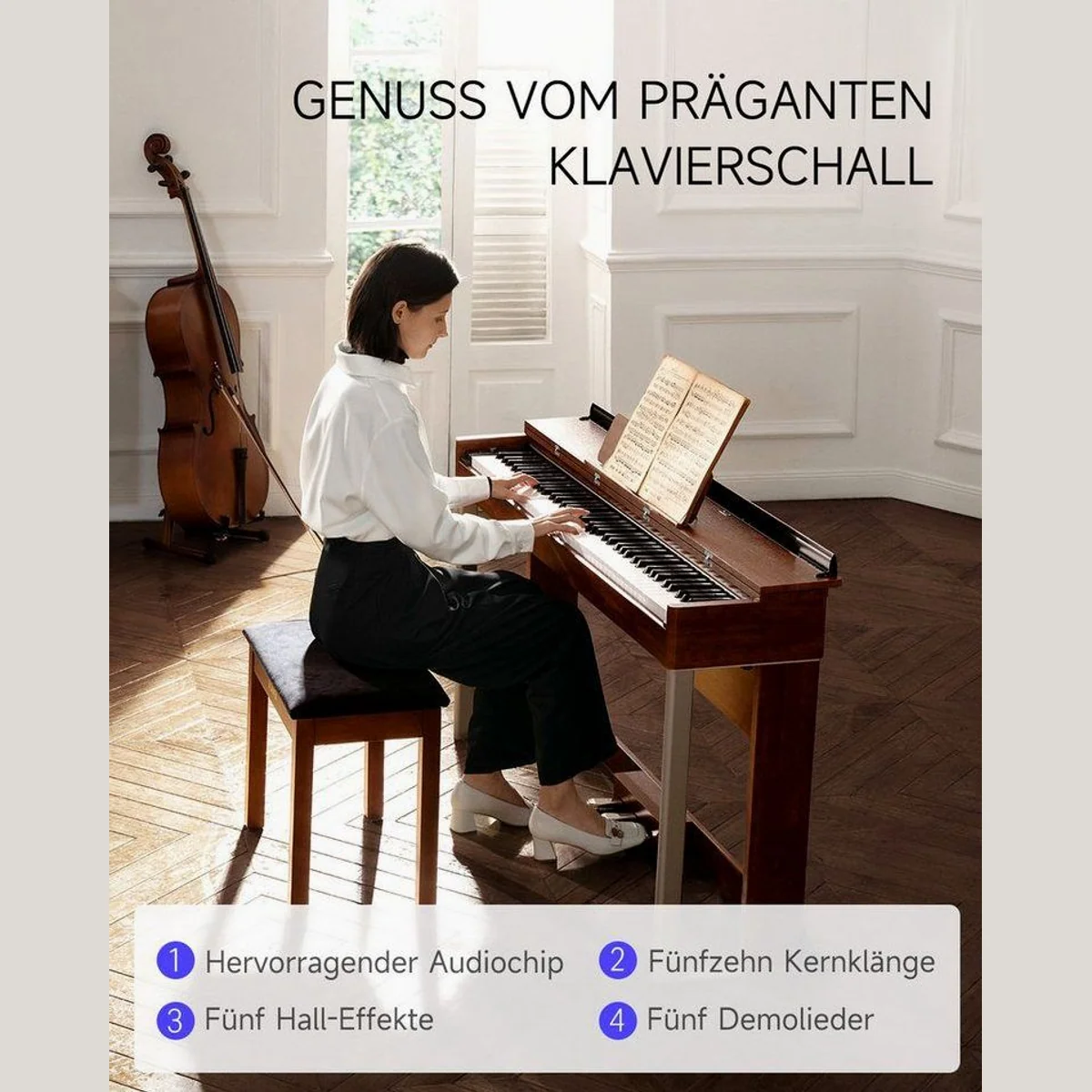 Donner DDP-200 Digitalpiano, 88 Tasten, gewichtete Hammermechanik, Bluetooth-MIDI 2
