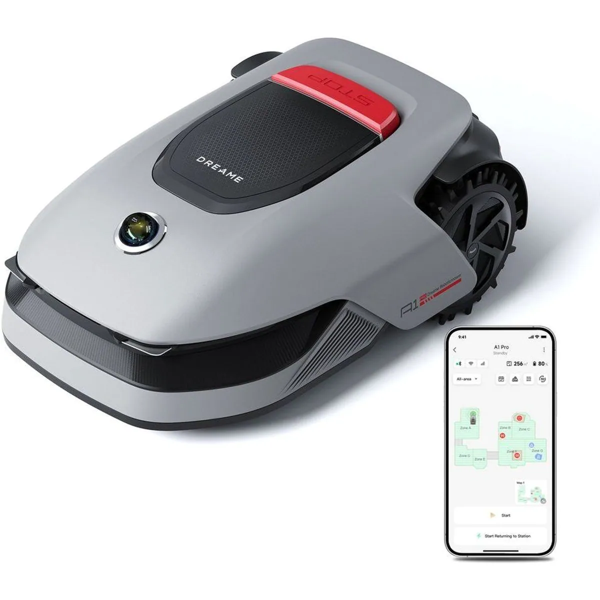 Dreame Mower A1 Pro, Intelligente Rasenpflege, U-förmige Mähstrategie, duales Kartenmanagement