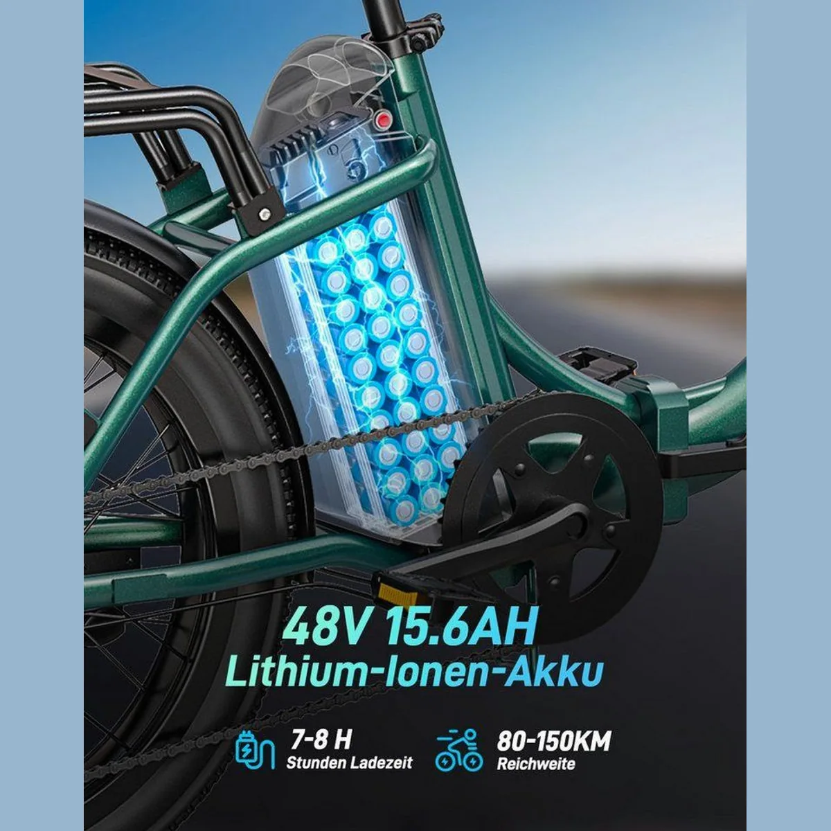 DYU C9 E-Bike Klapprad, 250 W Motor, 48 V Akku, 150 km Reichweite 2