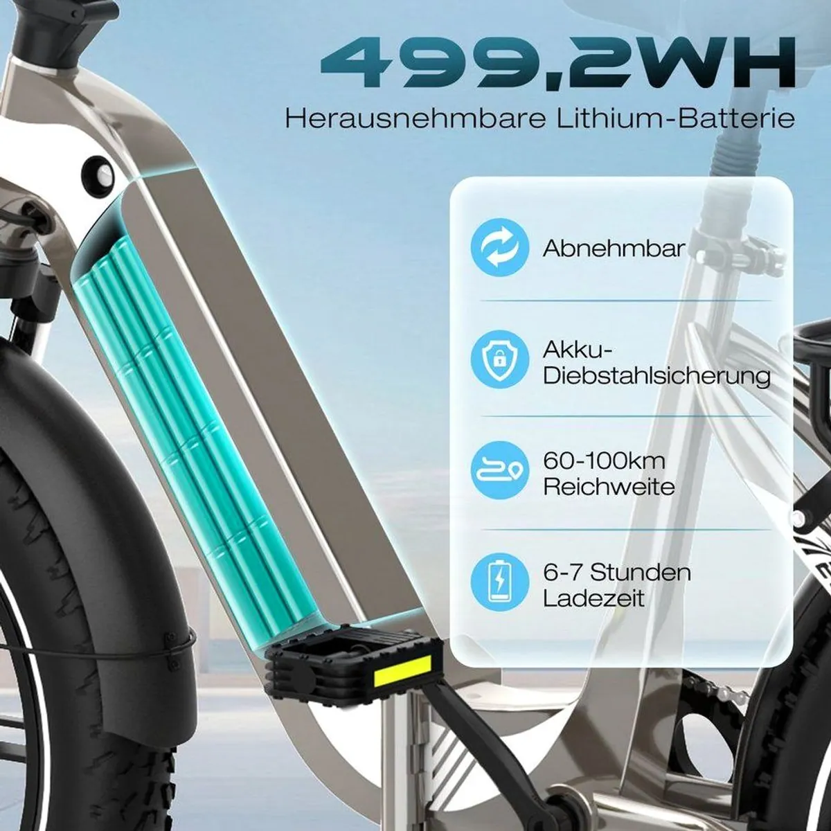 ECORUSH R2 E-Bike Faltrad, 20 Zoll, 7-Gang Shimano, 60-100 km Reichweite 2