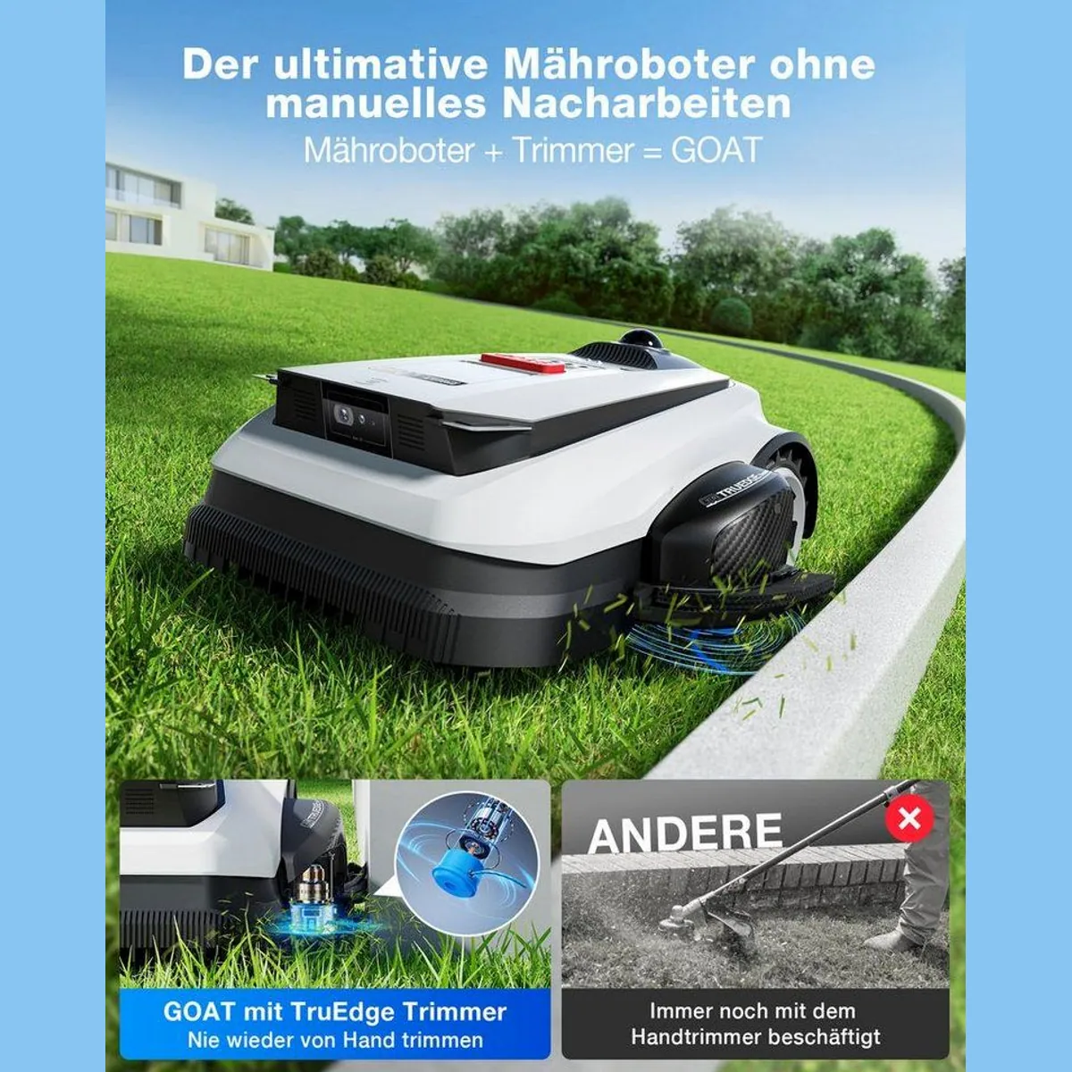 ECOVACS GOAT A1600 LiDAR PRO, präzise Navigation, leistungsstarker Trimmer, bis 1600 m² Rasenfläche 2