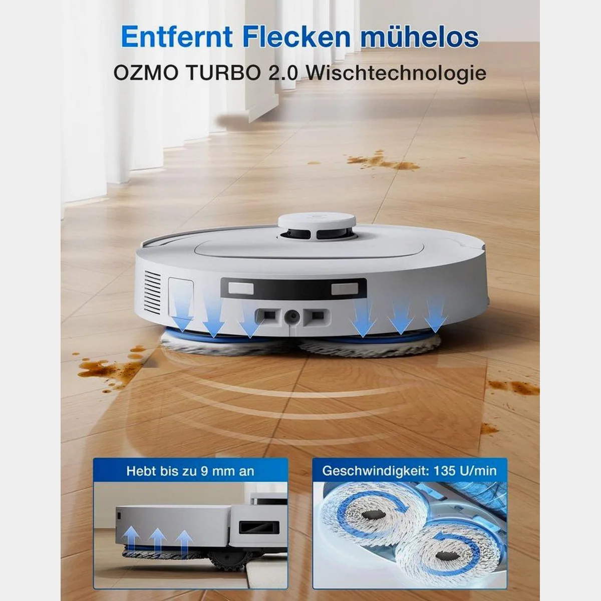 ECOVACS DEEBOT T30e Omni Saugroboter, 25.000 Pa Saugkraft, OZMO Turbo 2.0 Wischen 3