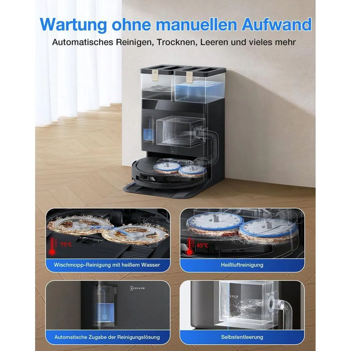 ECOVACS DEEBOT T50 Pro Omni Gen3, 25000 Pa Saugleistung, ultradünnes Design, innovative Reinigungstechnologien 3