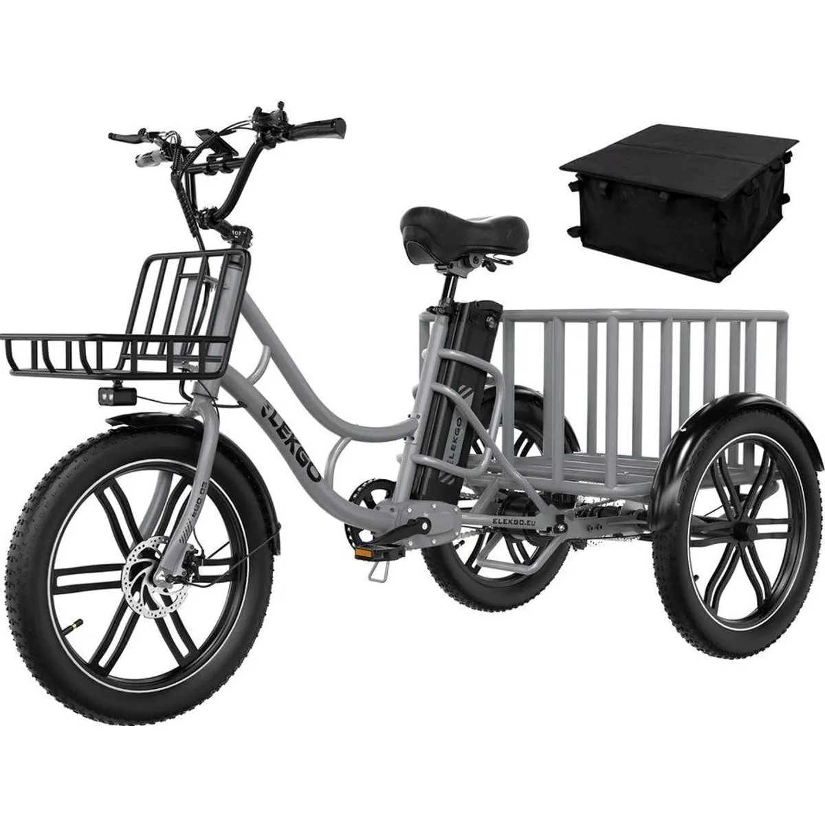 ELEKGO EGO03 E-Bike Dreirad, 48V 18Ah Akku, 25 km/h, großzügige Körbe