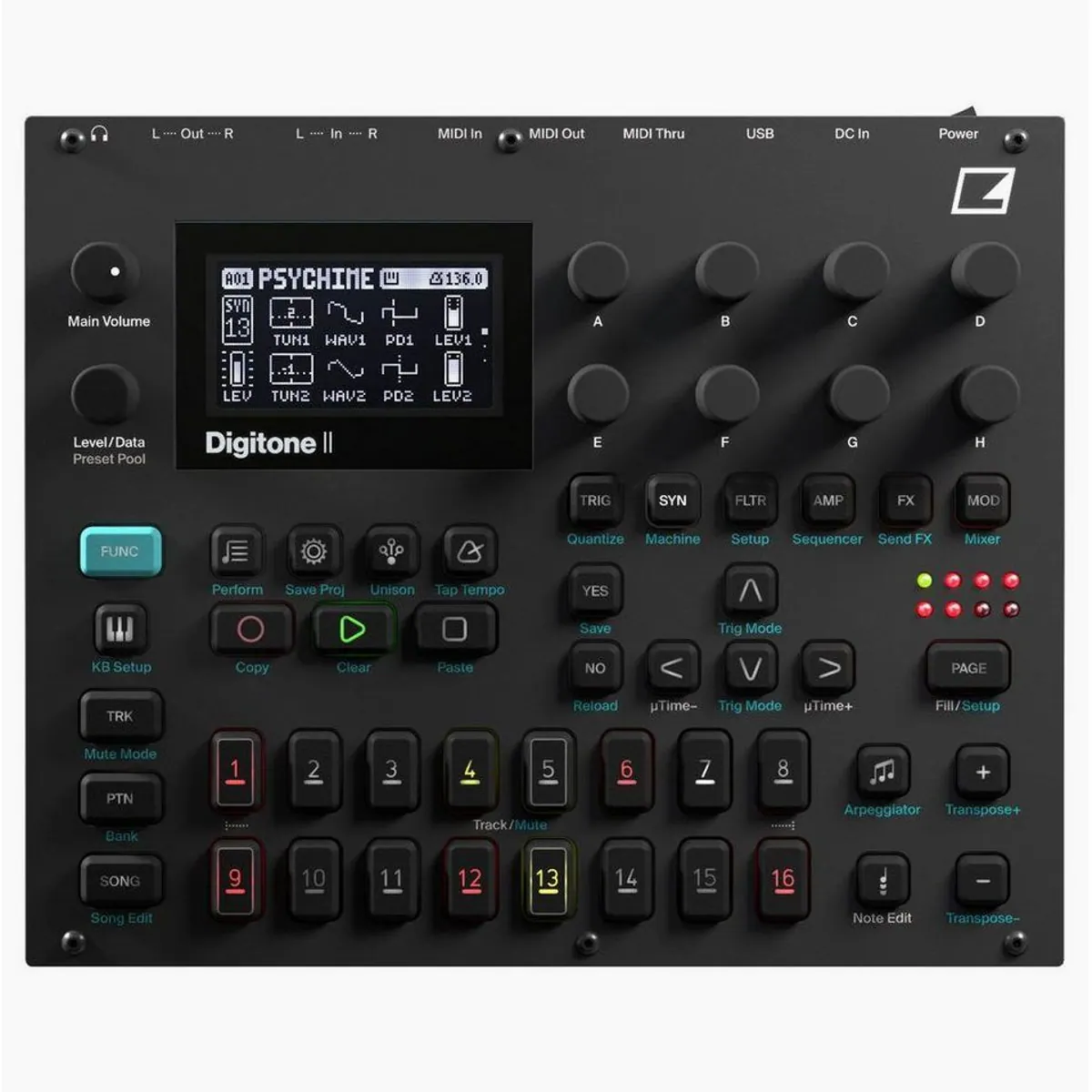 Elektron Digitone II Synthesizer, 16 Stimmen, vielseitige FM-Algorithmen