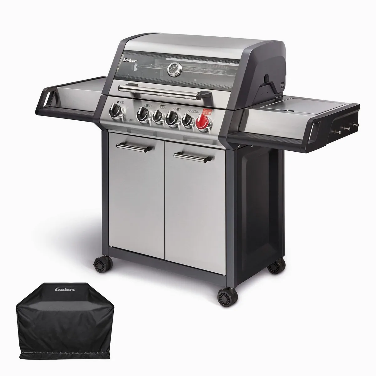 Enders Gasgrill Monroe Pro 4 SIK Turbo, elegantes Edelstahl-Design, Turbo Zone, integrierter Infrarot-Brenner