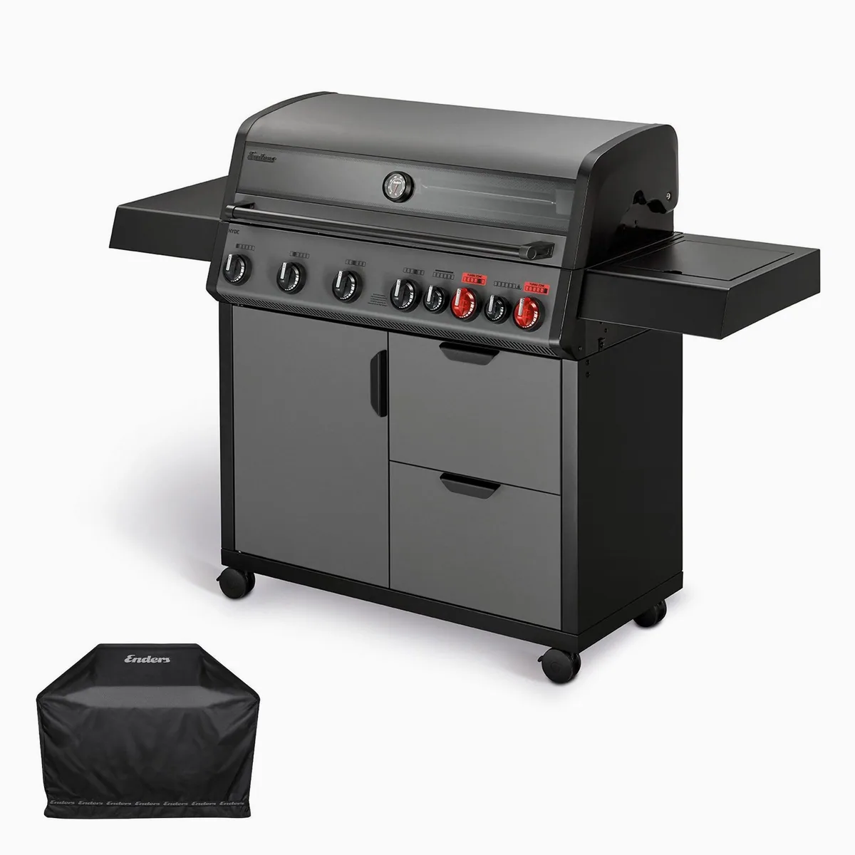 Enders Gasgrill Hyde 6 SIKR Turbo II, 800 °C Turbo Zone, Infrarot-Backburner, Sichtfenster