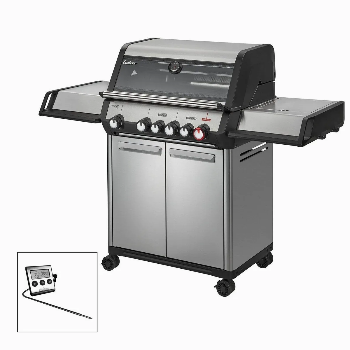 Enders Gasgrill Monroe Pro 4 SIKR Turbo, 4 Brenner, Edelstahl, Turbo Zone