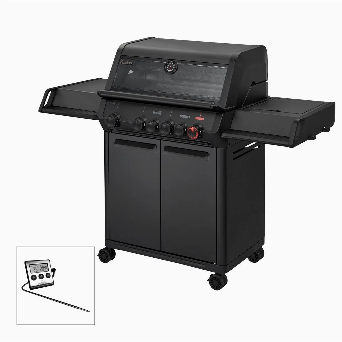 Enders Gasgrill Monroe Pro 4 SIKR Turbo Shadow, leistungsstark, präzise Temperaturregelung, langlebige Materialien