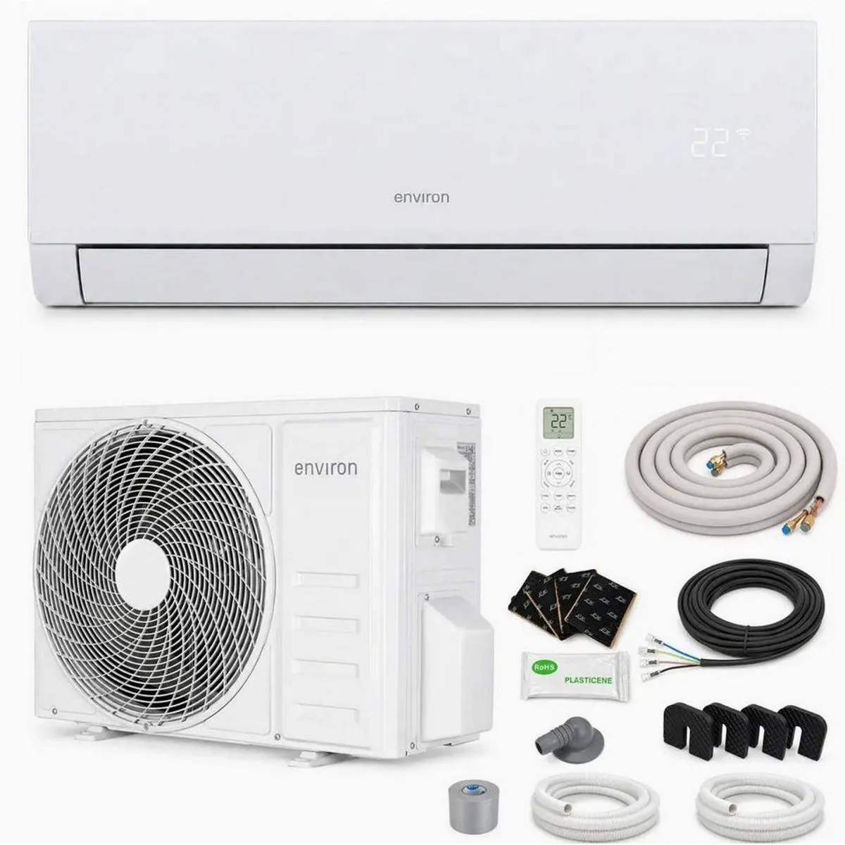 Environ ClimaBoost Split-Klimagerät, Quick Connect, PV-Betrieb — 12.000 BTU, ArcticShield, SilentCore