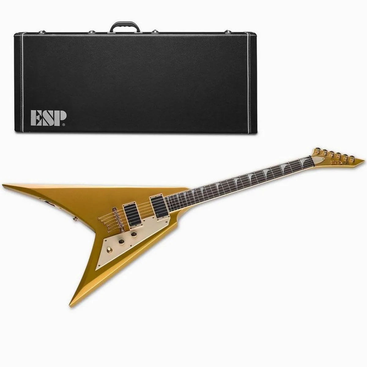 ESP LTD KH-V MGO, Kirk Hammett Signature E-Gitarre in Metallic Gold — Hochwertige Materialien, präzise Tonabnehmer, edles Design