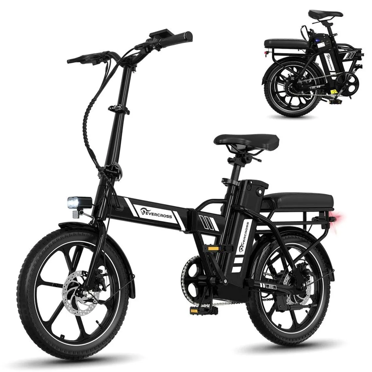 EVERCROSS TECH EK5 E-Bike, faltbar, 250W Motor, 60 km Reichweite — ideal für Stadt und Freizeit