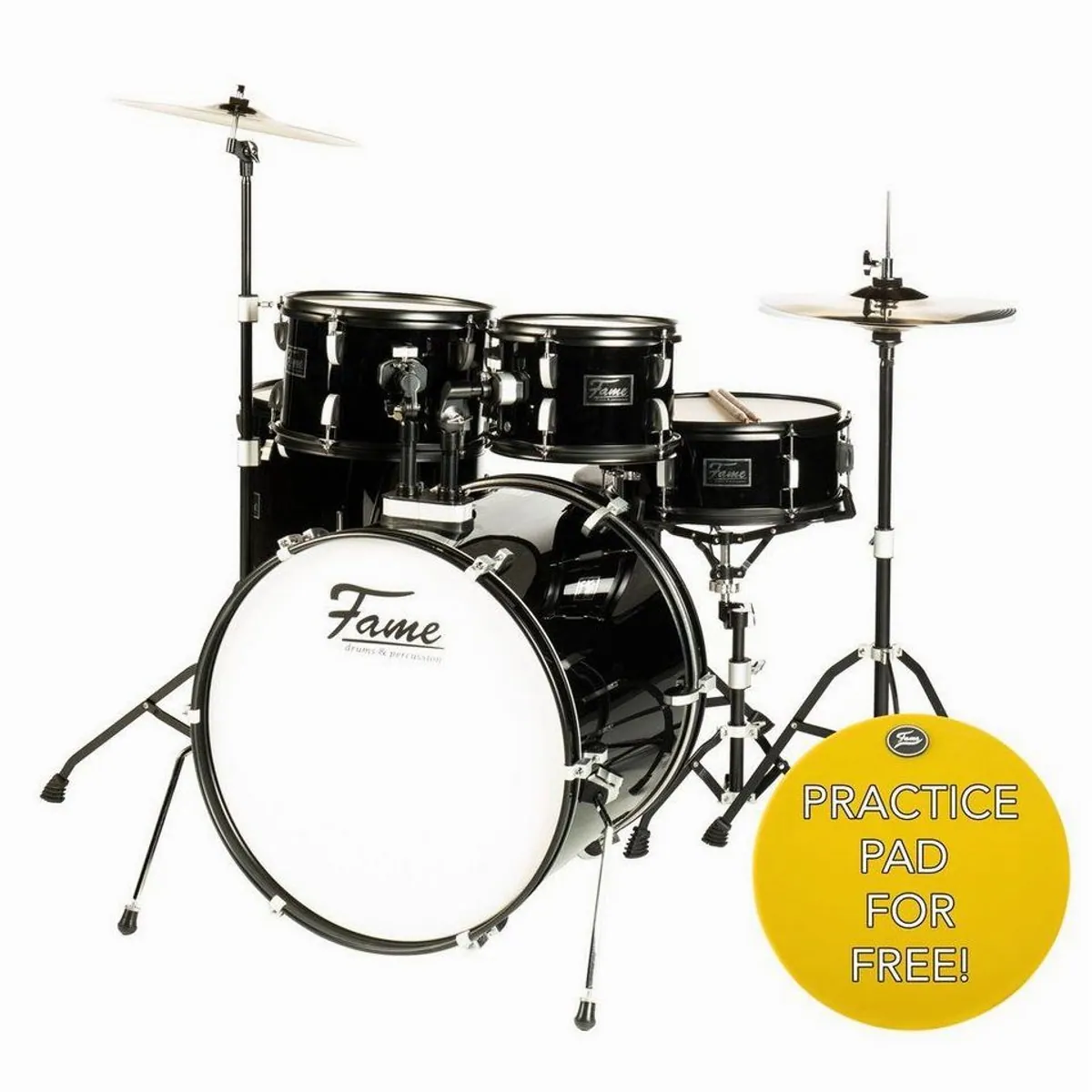 FAME FS22B First Step Rock Set, Komplettes Drum-Set, 22" BassDrum, Mischholz-Kessel