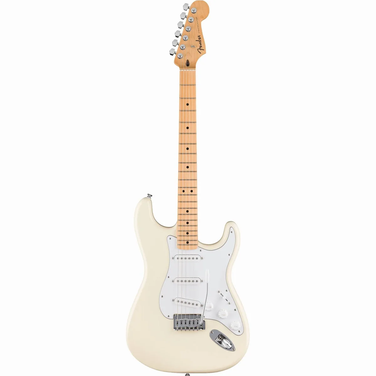 Fender Standard Stratocaster MN Olympic White, elegante Verarbeitung, vielseitiger Klang, modernes Design