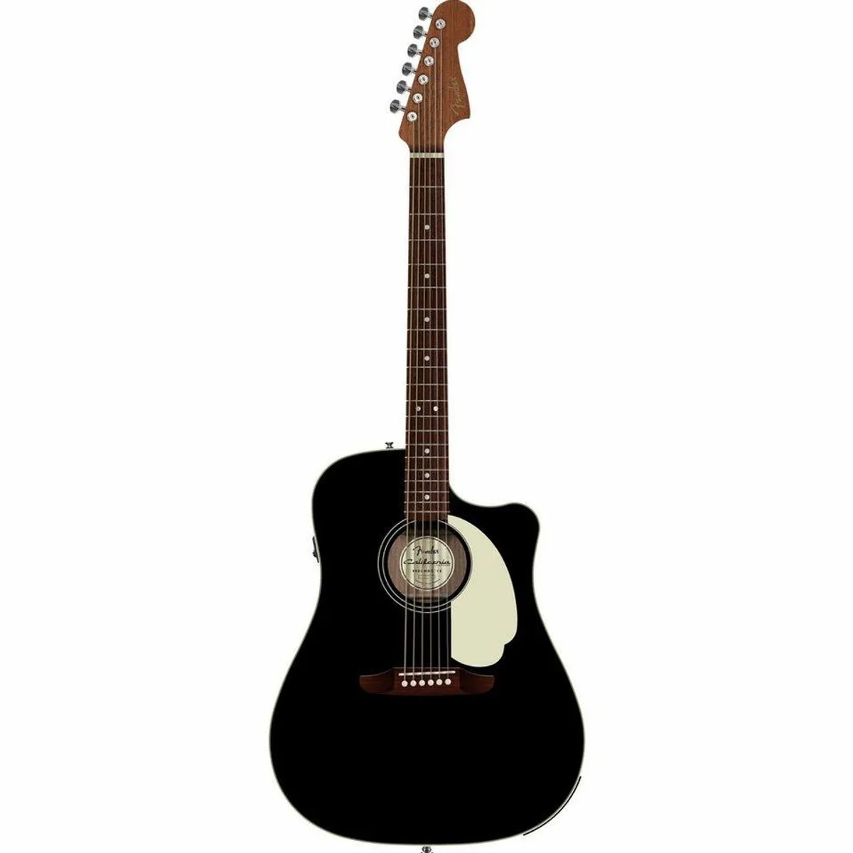 Fender California Standard Redondo CE Black, Dreadnought-Design, kraftvoller Klang — akustische Gitarre für Einsteiger