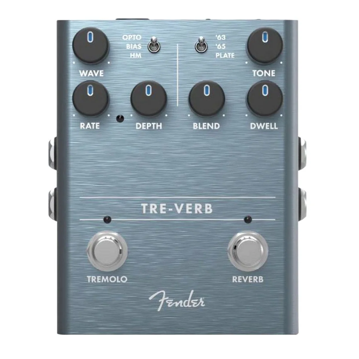 Fender Tre-Verb Effektpedal, digitale Tremolo- und Reverb-Effekte, robustes Aluminium-Gehäuse